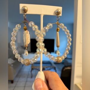 Vintage one of a kind Elegant Beaded Hoop Earrings